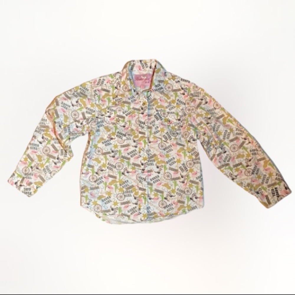 Rodeo Girl by Liz Repeat Print Western Button Up Girl’s Shirt Size Medium